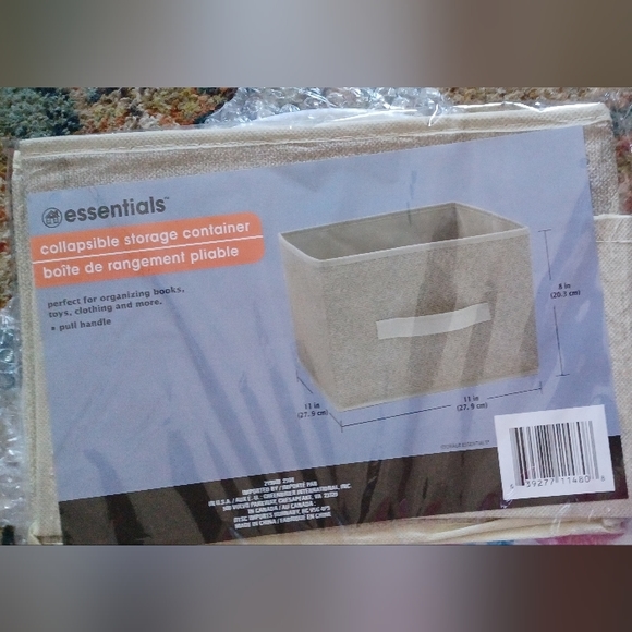 Essentials Tan Collapsible Storage Containers with Handles, 8×11×11 in - Picture 3 of 3